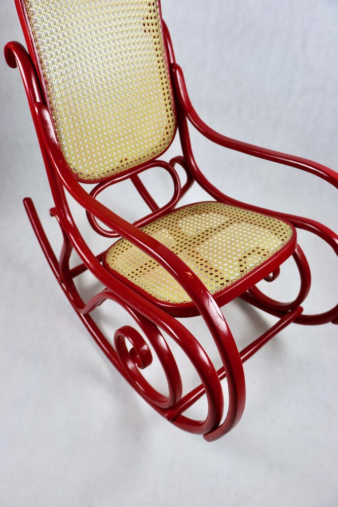 Vintage Red Rocking Chair attributed to Michael Thonet for sale at Pamono