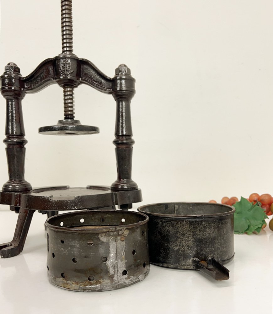 Antique French Cast Iron Fruit or Wine Grape Press from Camion Frères