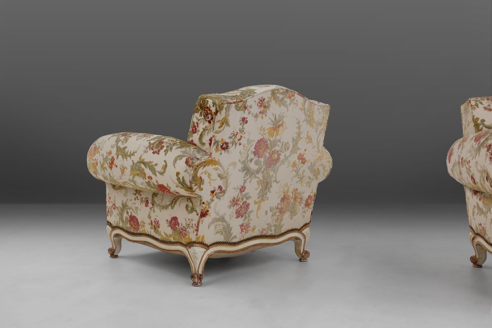 French Floral Lounge Chair for sale at Pamono