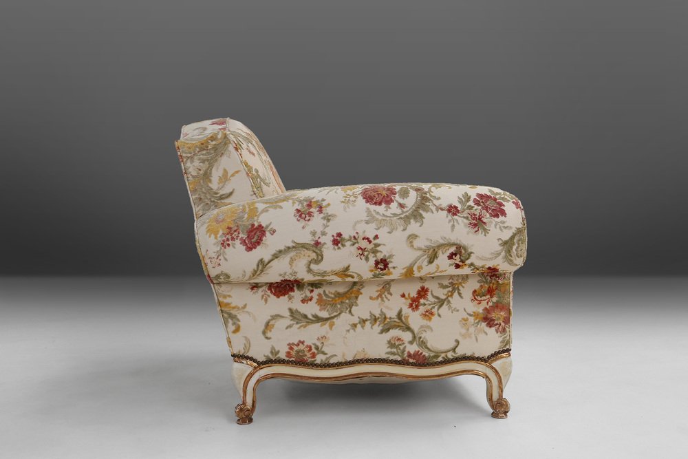 French Floral Lounge Chair for sale at Pamono