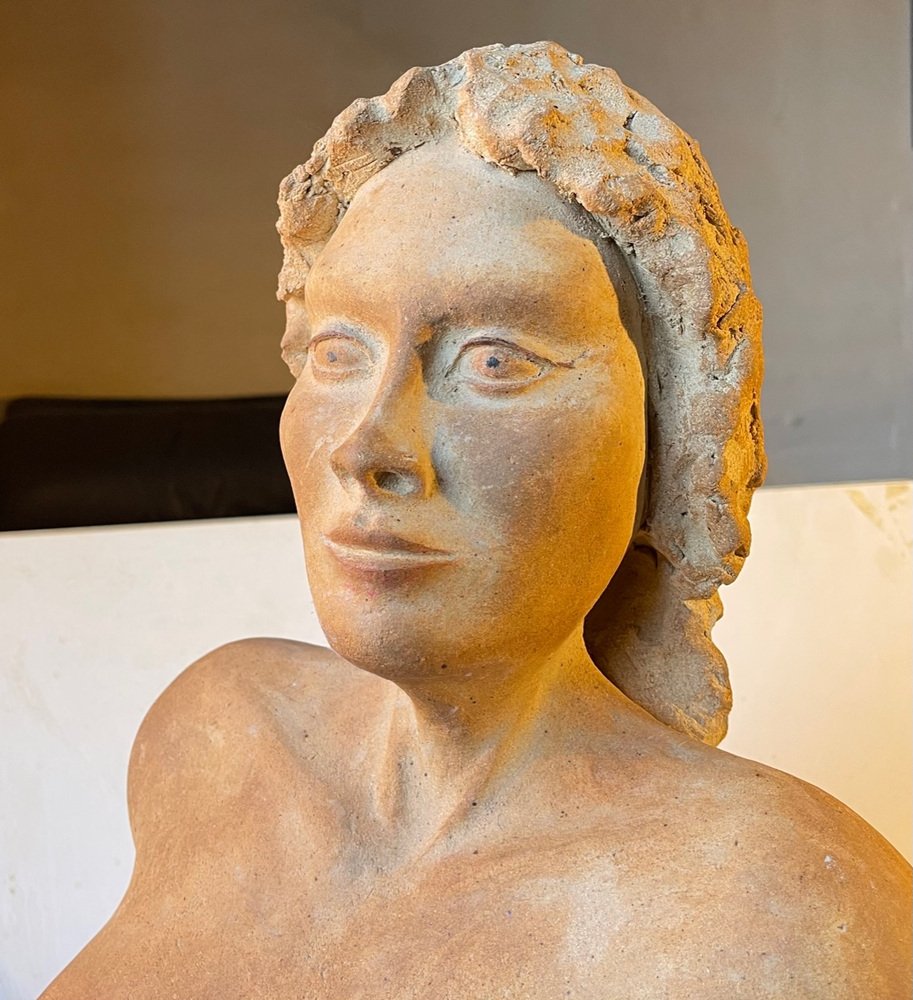 Vintage Italian Terracotta Sculpture of Voluptuous Nude Female Torso