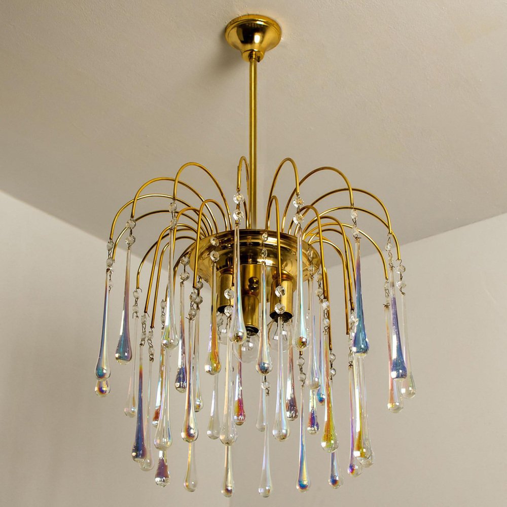 Murano Glass Crystal Teardrop Chandelier, Italy, 1950s for sale at Pamono