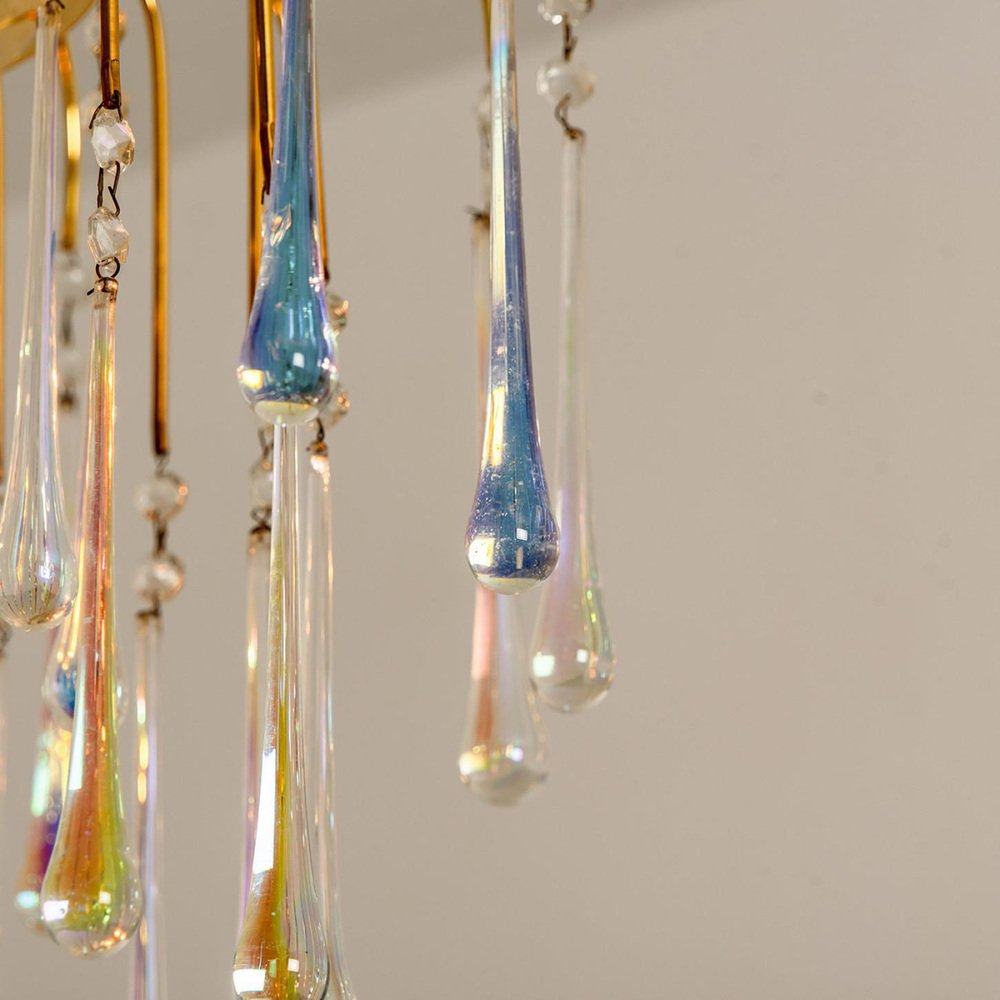 Murano Glass Crystal Teardrop Chandelier, Italy, 1950s for sale at Pamono