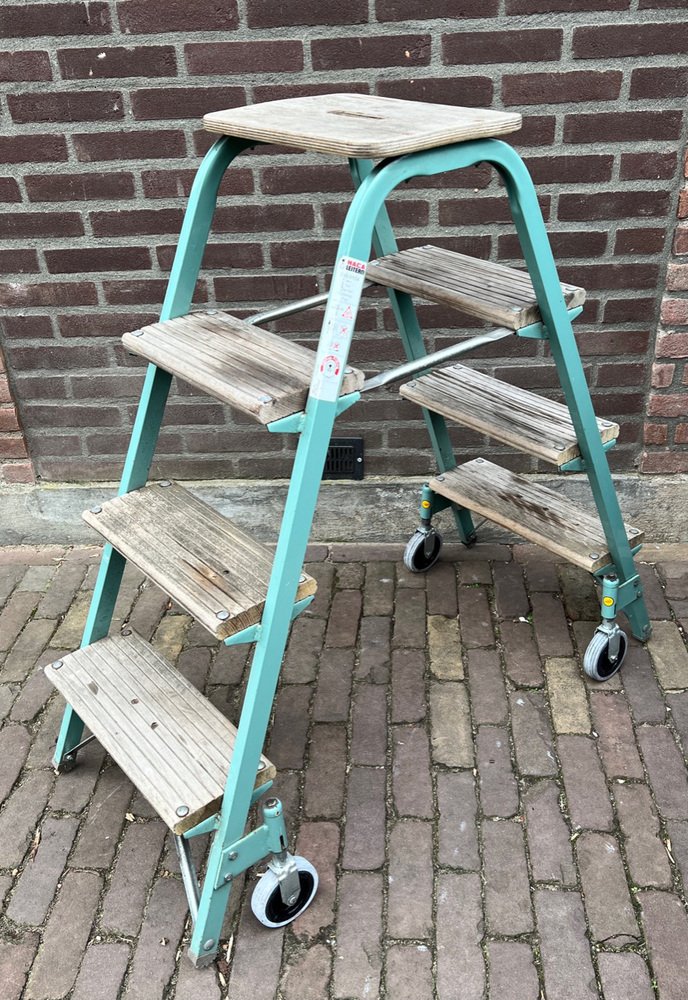 Industrial Rolling Step Ladder Stool, 1970s for sale at Pamono