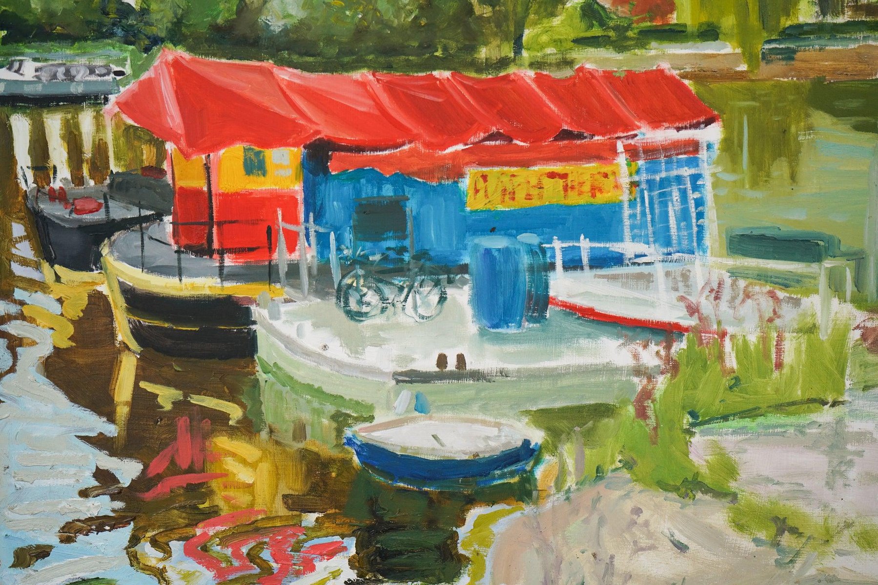 Jackson, Puppet Theatre Barge, The Thames, Richmond, 21st Century, Oil