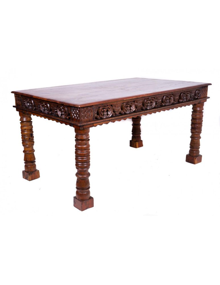 HandCarved Wooden Desk for sale at Pamono