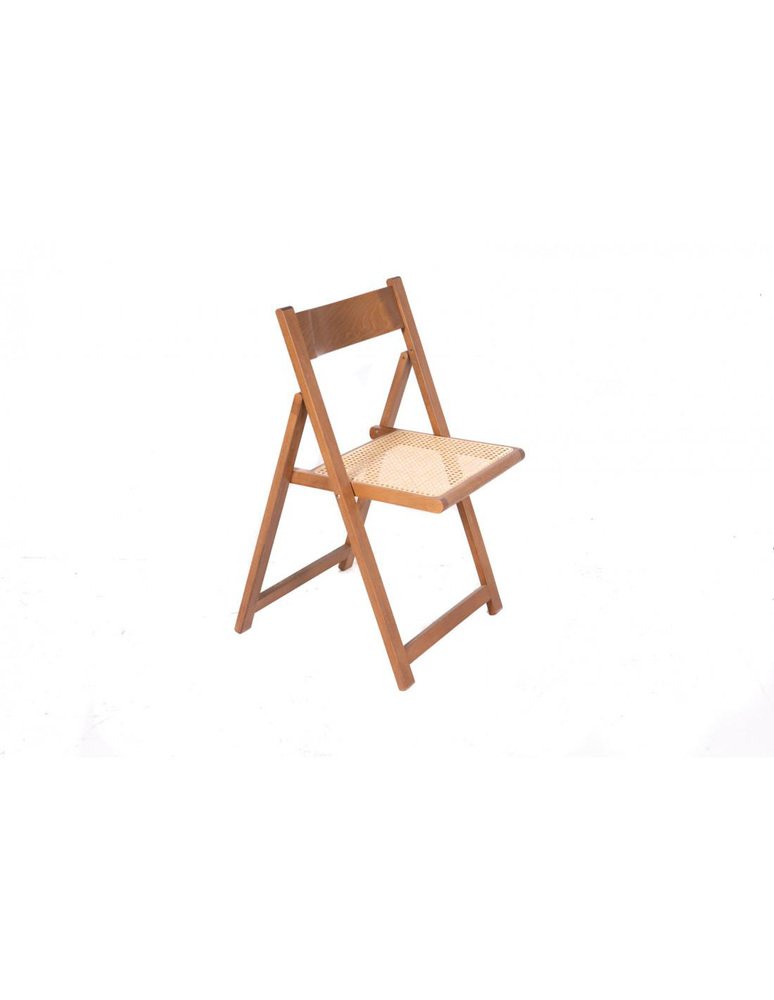 Walnut Folding Chairs with Straw Seats, Set of 2 for sale at Pamono