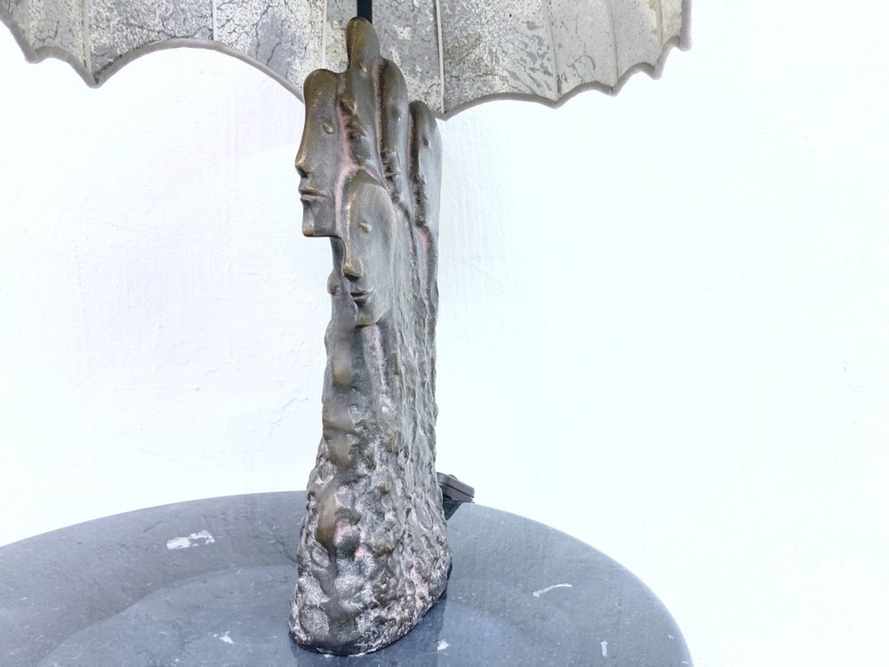 Brutalistic Sculptural Table Lamp Person Group with Umbrella, 1980s for ...