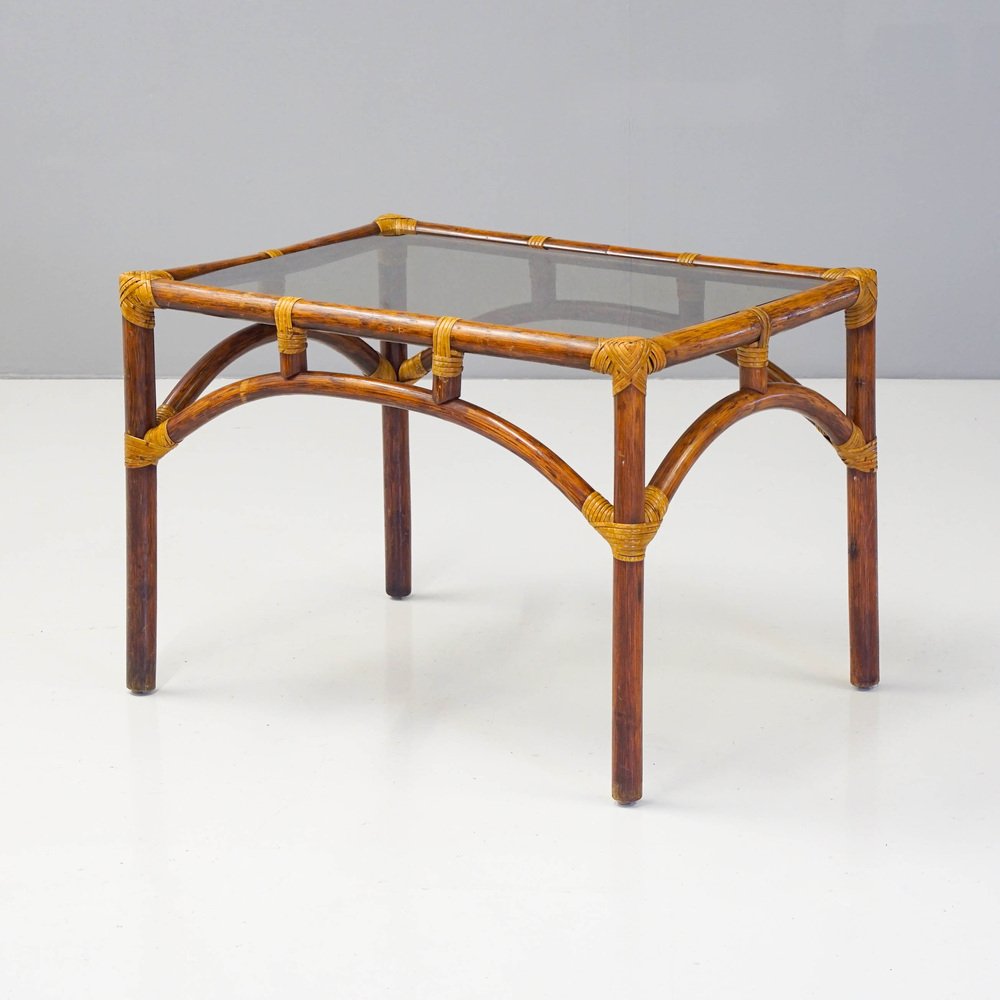 MidCentury Beistelltisch aus Bambus & Rohrgeflecht bei Pamono kaufen