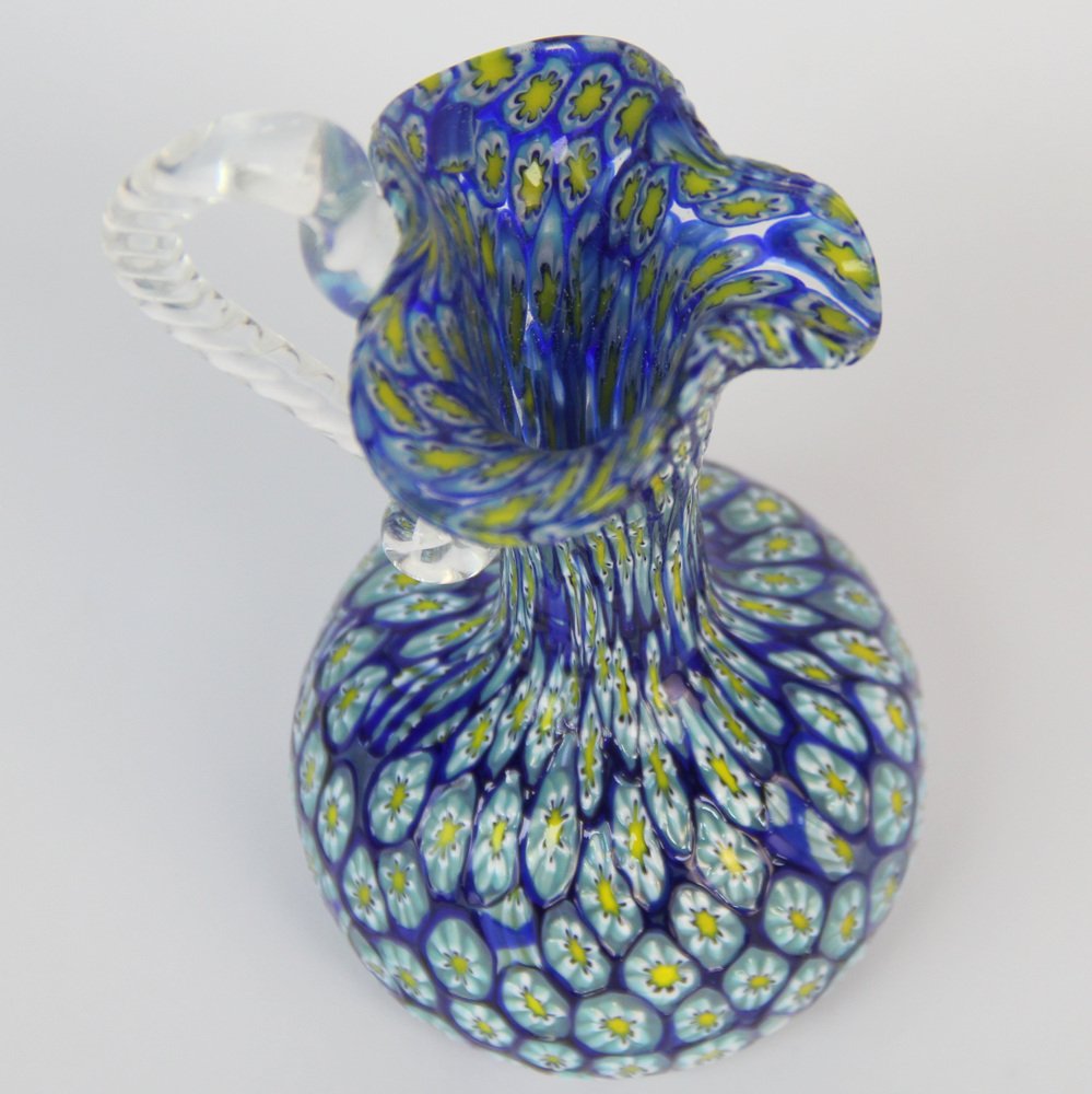 Vase à fleurs en verre d'art italien de Murano à bulles roses opalescentes de Fr