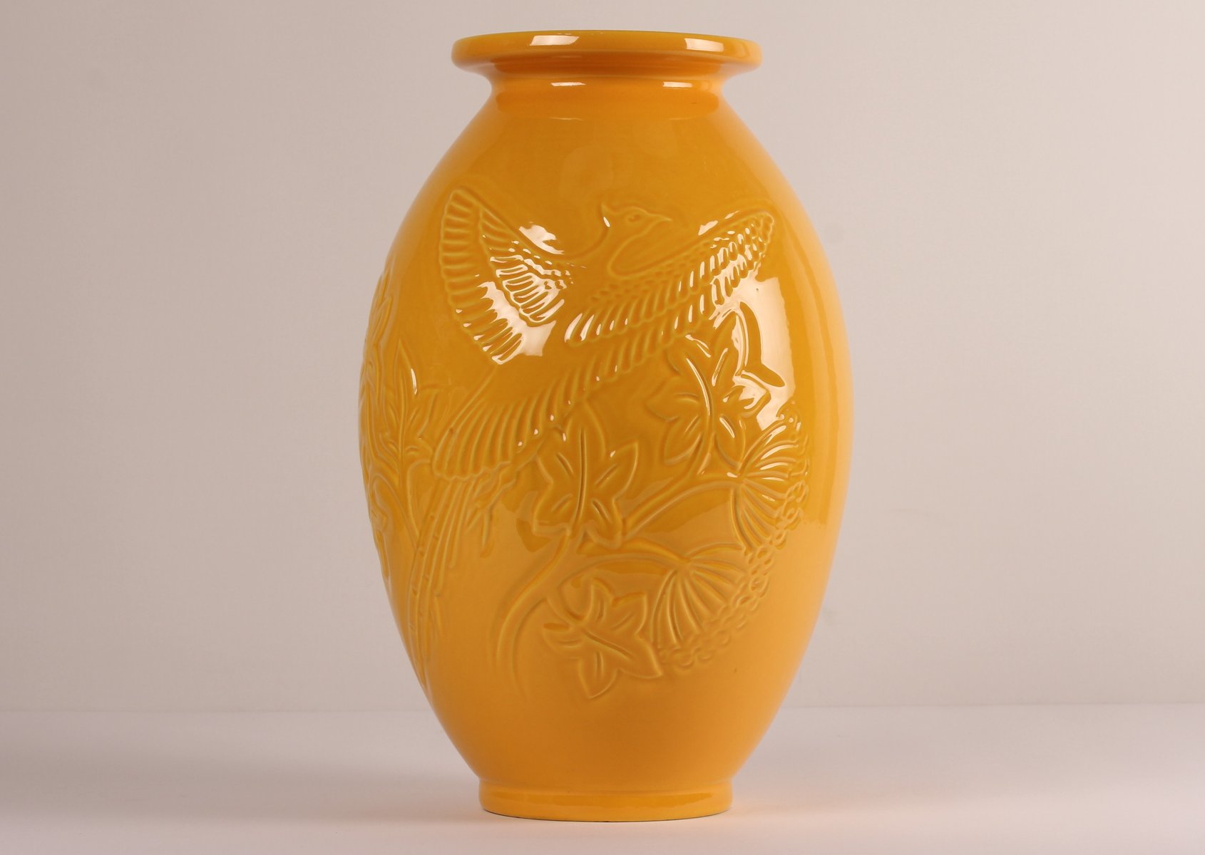 Large Yellow Ceramic Vase from Knabstrup, 1970s for sale at Pamono