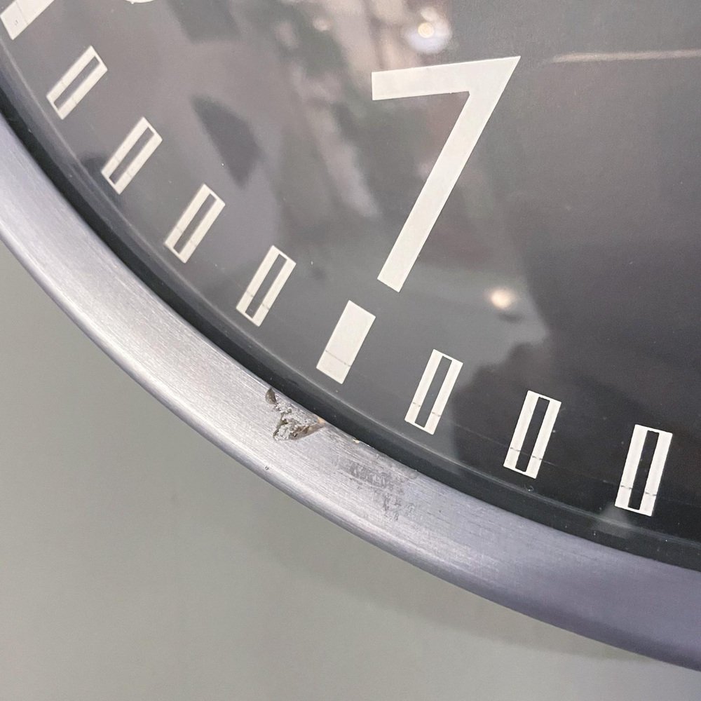 Modern Italian Wall Clock in Grey & Black Metal by Boselli, 1980s for sale at Pamono