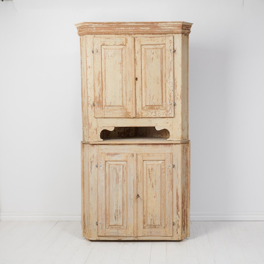 Antique Swedish Gustavian Country Corner Cabinet for sale at Pamono