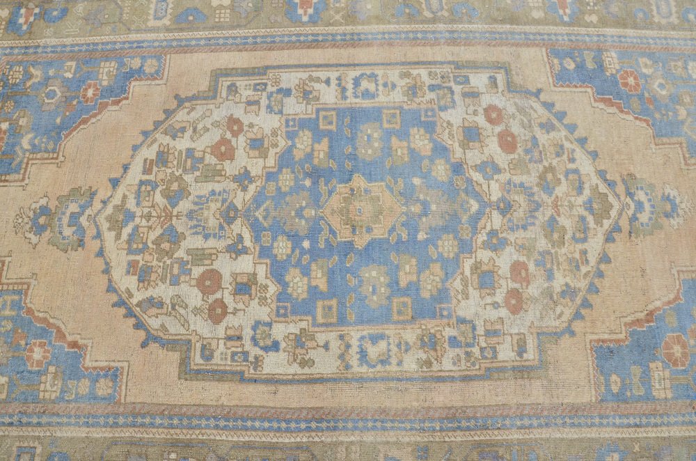 Vintage Turkish Tan & Blue Natural Pale Rug for sale at Pamono