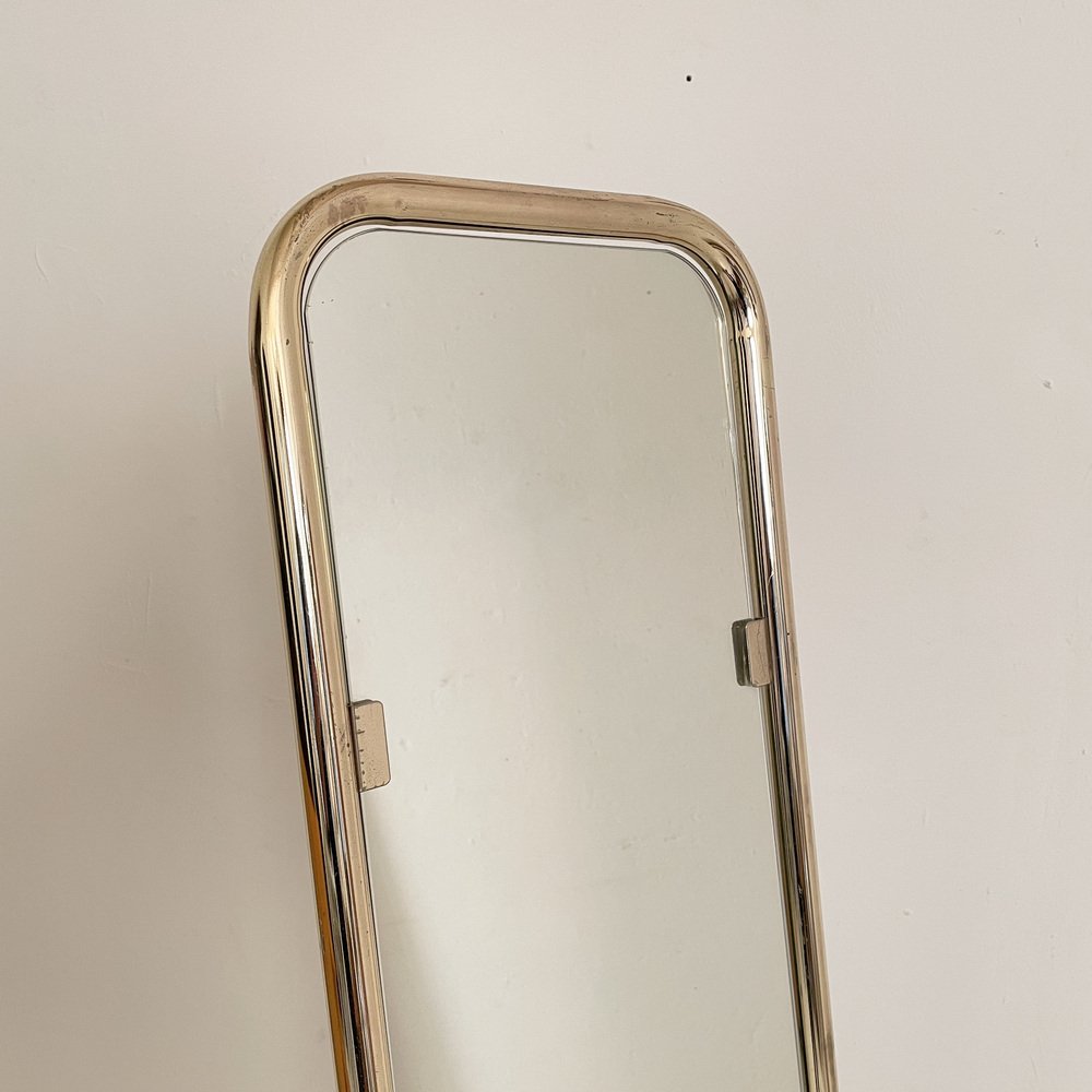 Italian Brass Floor Mirror, 1970s for sale at Pamono