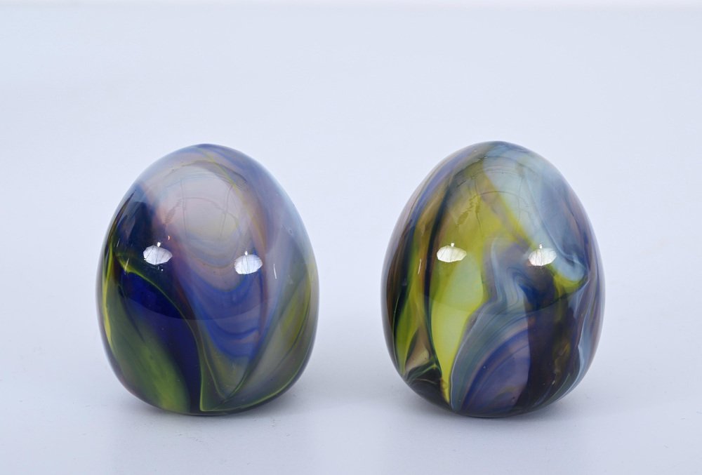 Murano HandBlown Colored Glass Eggs attributed to Archimede Seguso