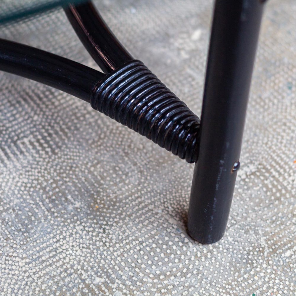 Black Round Rattan Coffee Table, 1960s for sale at Pamono