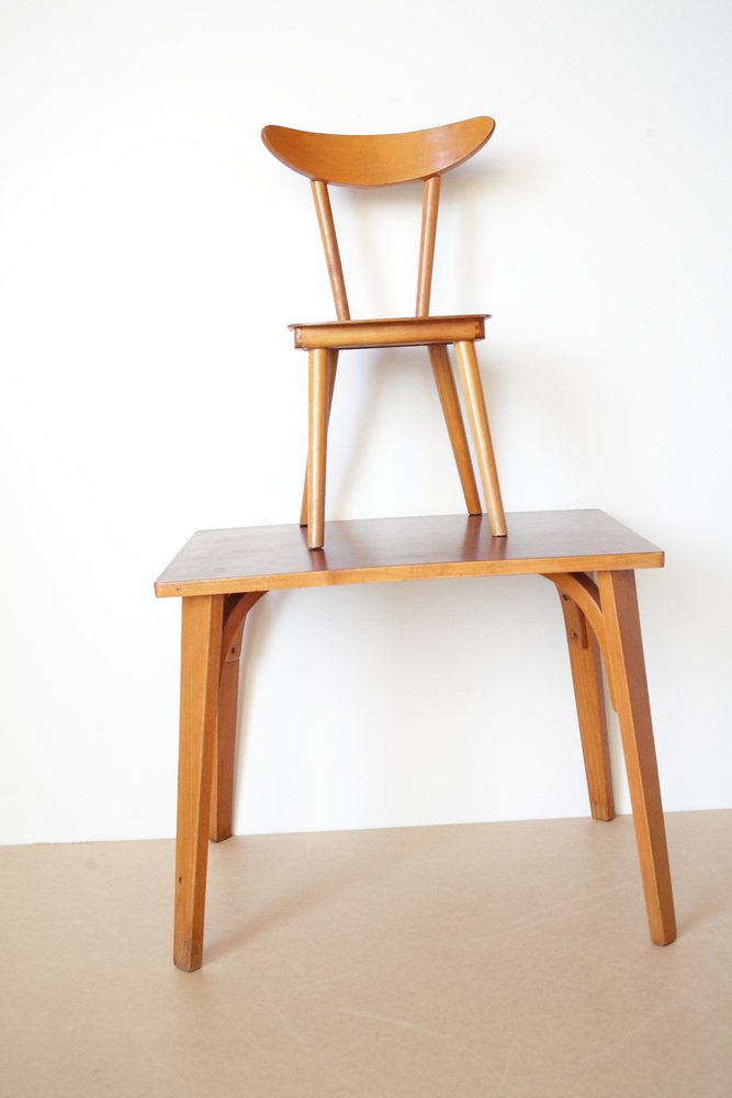 Childrens Formica Table and Chair, 1960s, Set of 2 for sale at Pamono