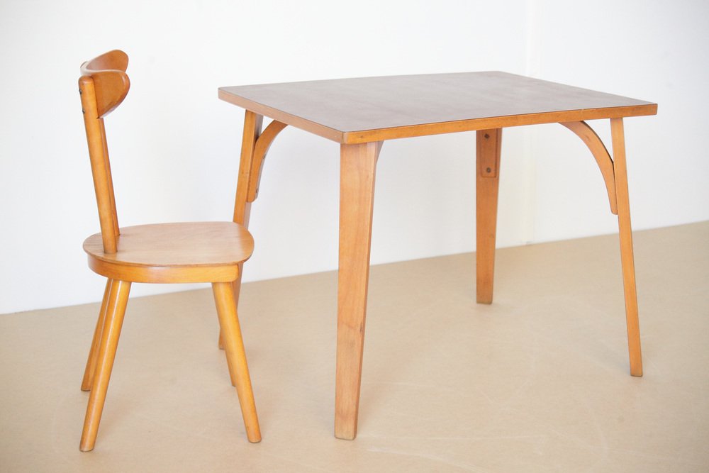 Childrens Formica Table and Chair, 1960s, Set of 2 for sale at Pamono