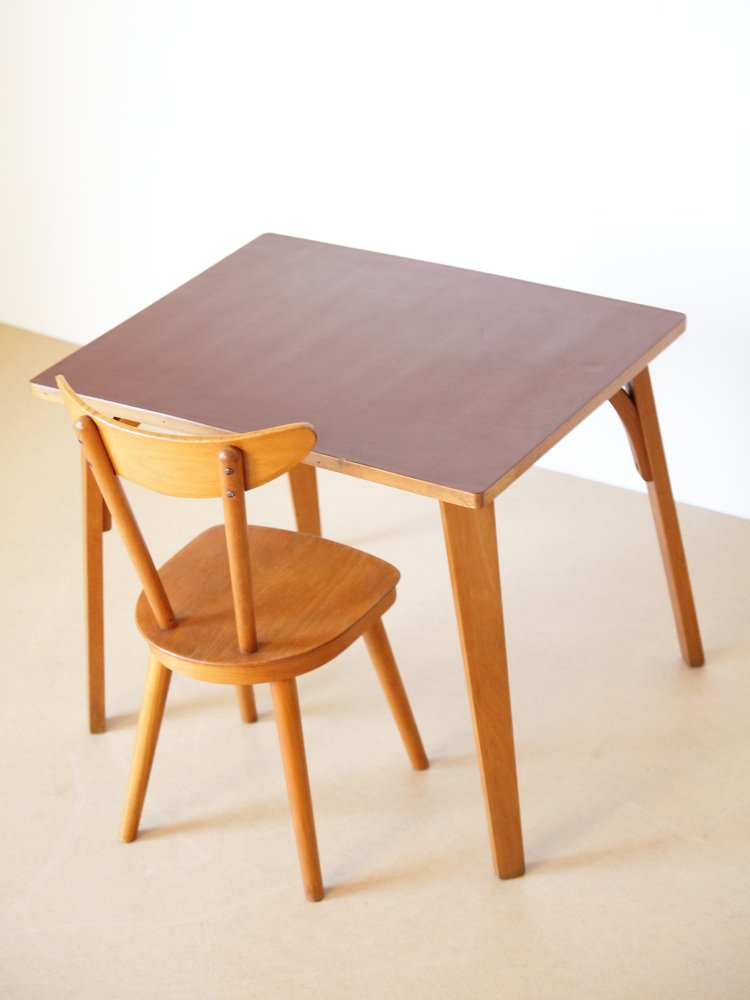 Childrens Formica Table and Chair, 1960s, Set of 2 for sale at Pamono