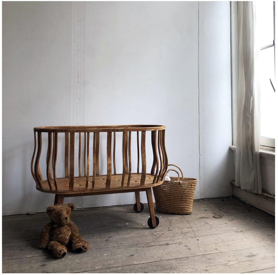 Vintage Baby Crib in Wood for sale at Pamono