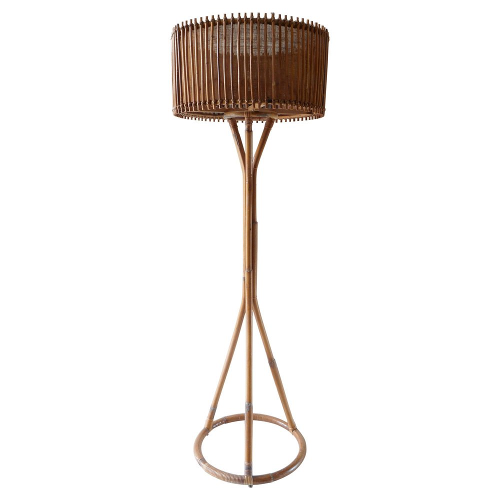 Italienische Stehlampe aus Bambus & Rattan, 1960er bei Pamono kaufen