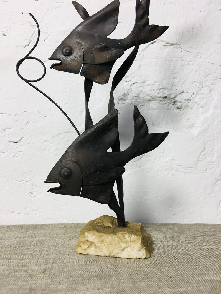 MidCentury Wrought Iron Fish Sculpture, 1960s for sale at Pamono
