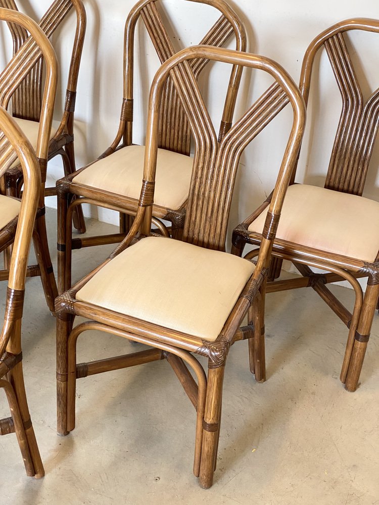 Stühle aus Bambus & Leder von McGuires, 6 . Set bei Pamono kaufen