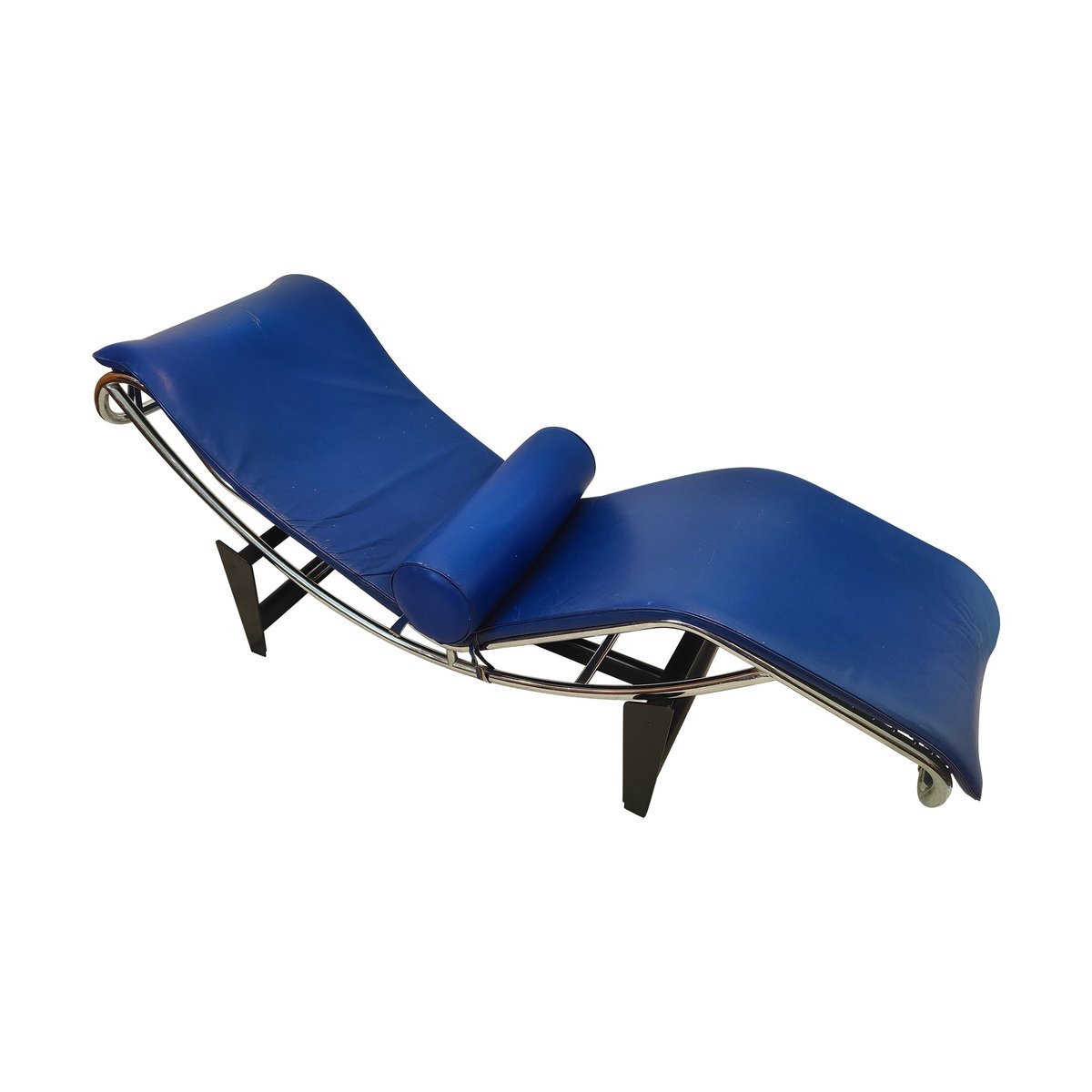 Chaise Lounge in Blue Leather in the style Le Corbusier, 1990s for sale
