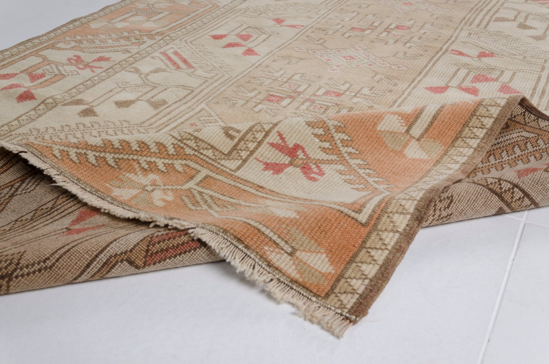 Faded Aztec Rug Anatolian Muted Faded Wool Aztec Rug for sale at Pamono