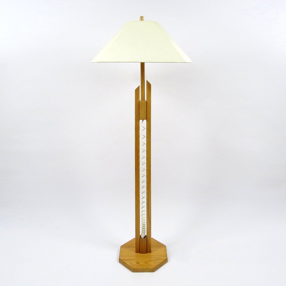 Lampada Da Terra In Legno Grigio Molu – Design Moderno Con Paralume In Cotone, H 34,5 Cm