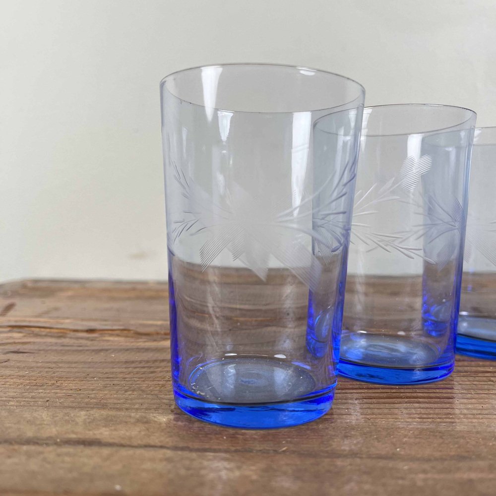 Blue Drinking Glasses, Japan, 1940s, Set of 6 for sale at Pamono
