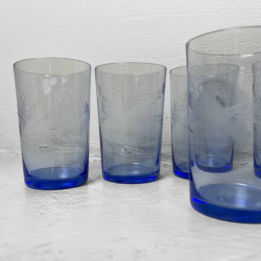 Blue Drinking Glasses, Japan, 1940s, Set of 6 for sale at Pamono