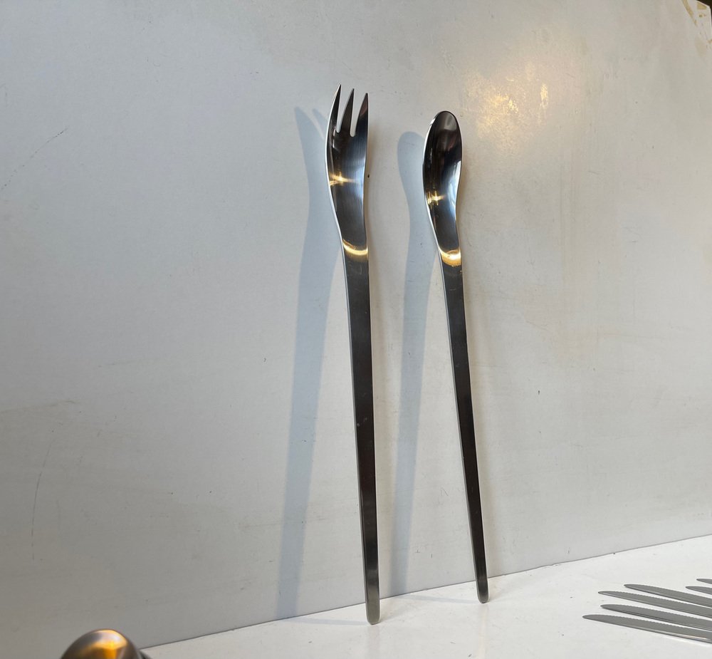 Vintage Edelstahl Besteck von Arne Jacobsen für Georg Jensen, 66 Set ...