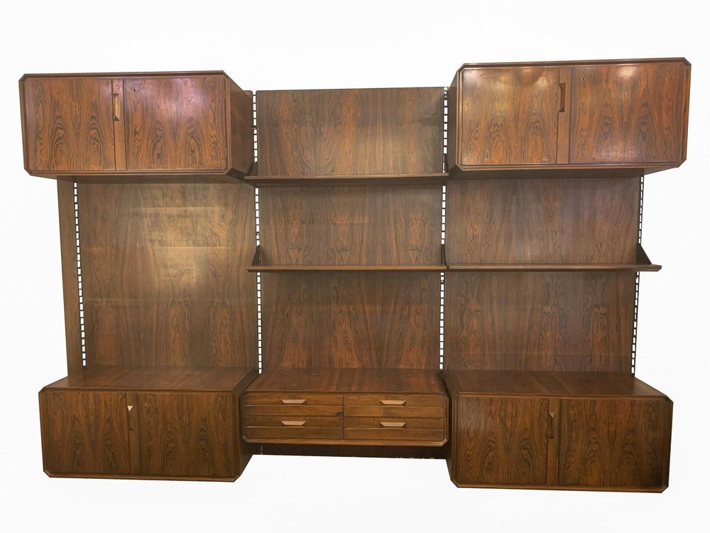 Bibliothèque Vintage Modernariato En érable Et Acajou – Design Italien Original Années 60