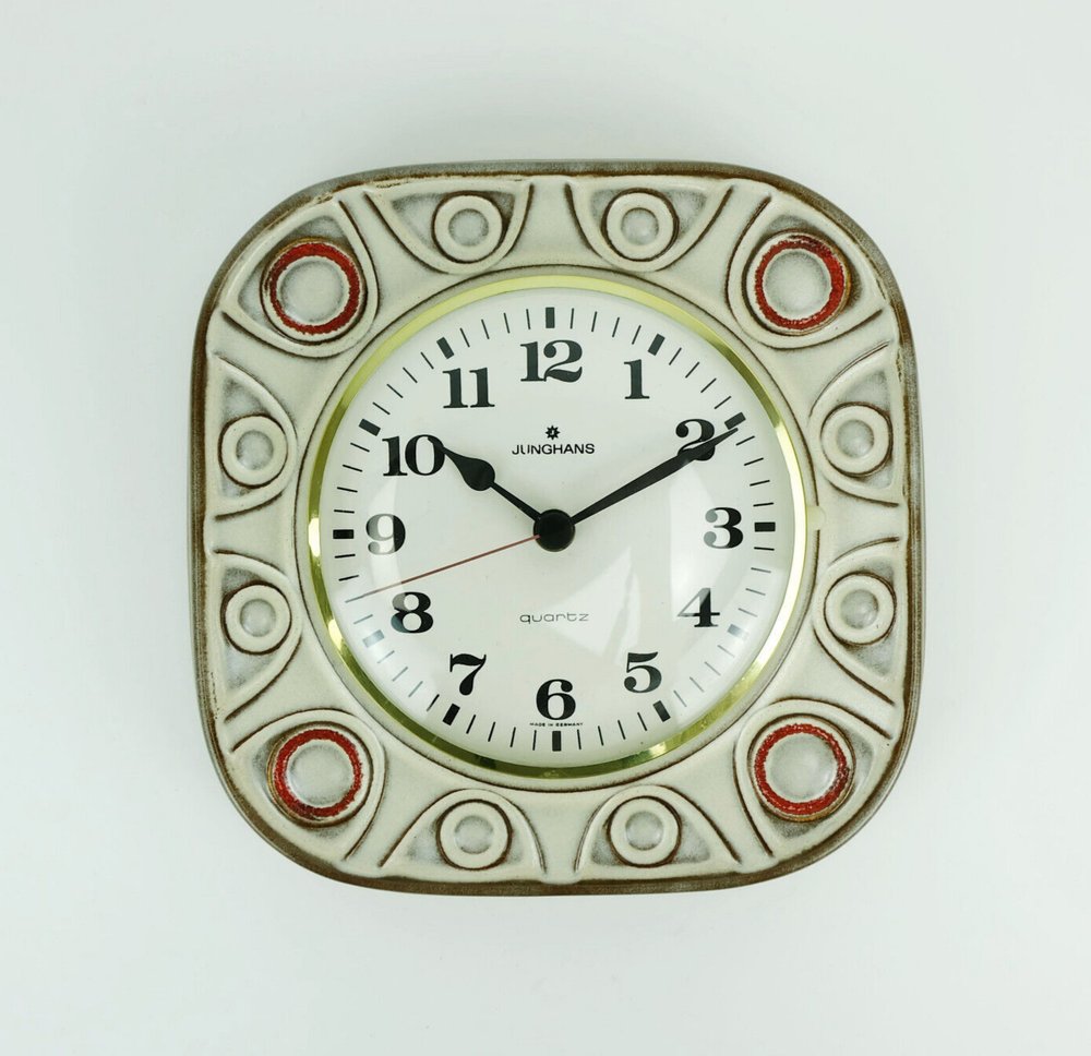MidCentury Ceramic Wall Clock fromo Junghans, 1960s for sale at Pamono
