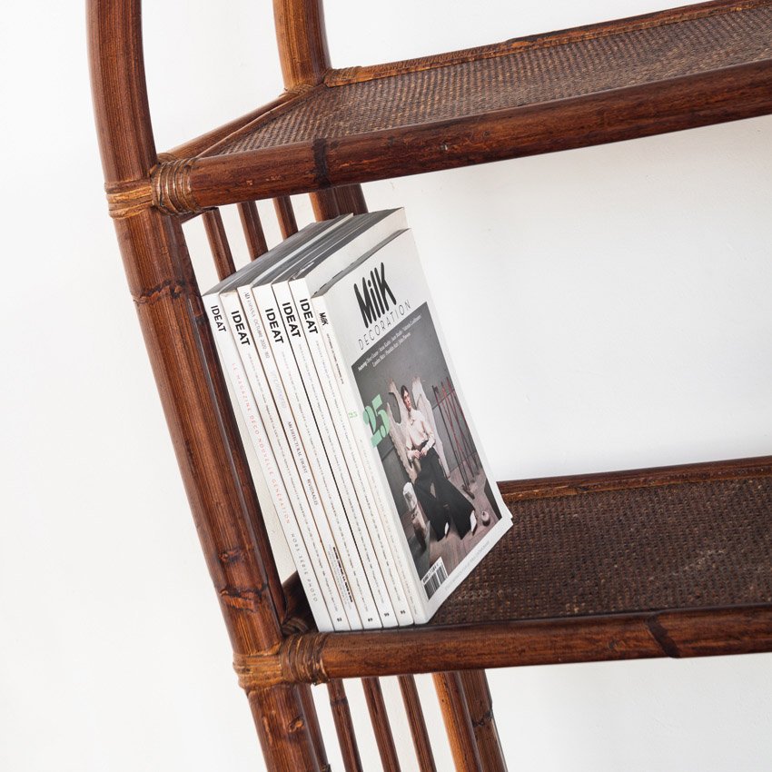 Vintage Rattan Bookcase, France, 1960s for sale at Pamono