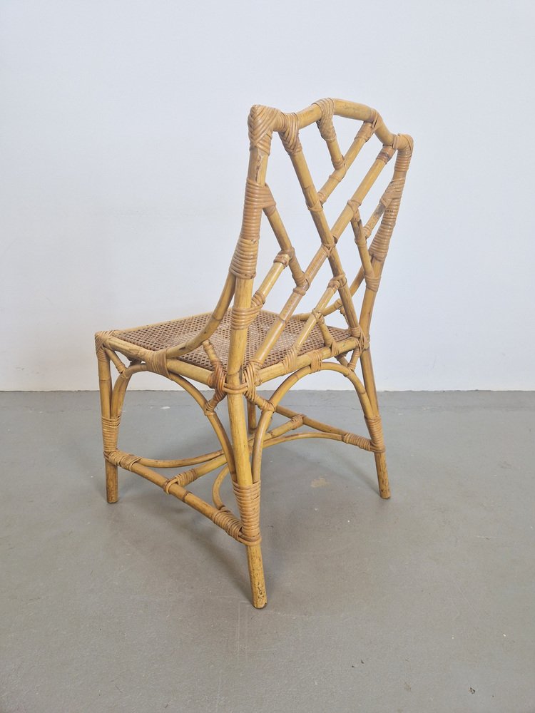 MidCentury Rattan Chippendale Chair in Bamboo bing, Italy, 1960s