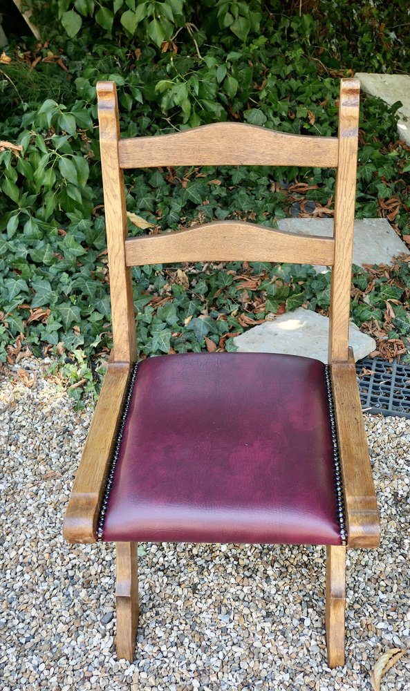 Antique Dining Chairs in Golden Oak, 1900, Set of 4 for sale at Pamono