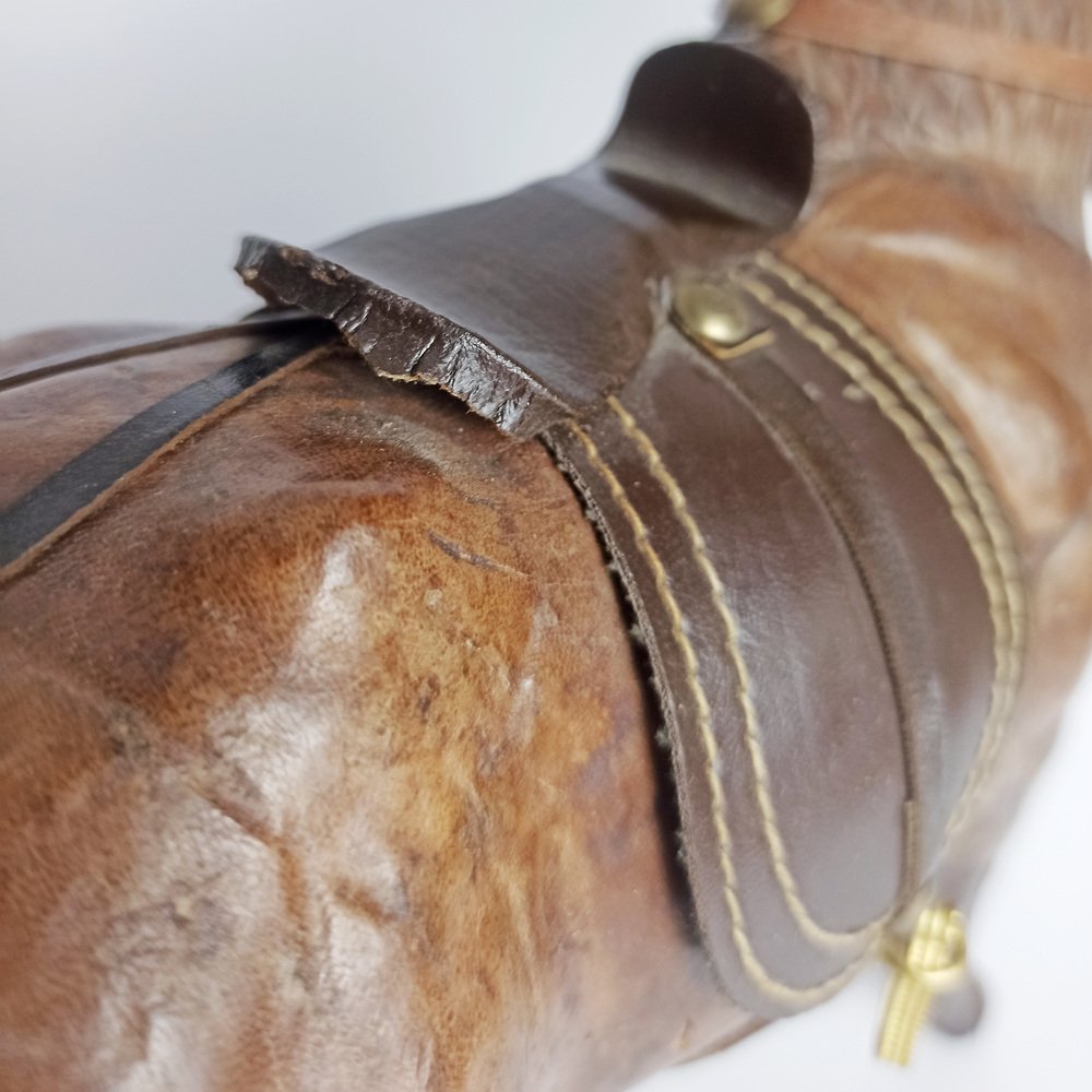 Banc de salle de sport en cuir pour chevaux pommel vintage, années 1930