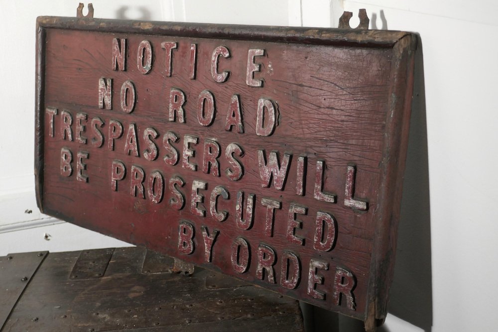 19th Century Rustic English Private Land Owners Trespassers Sign, 1880s ...