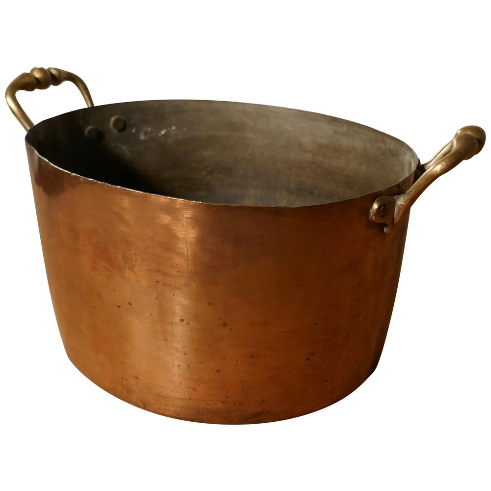 Large 19th Century Double Handled Copper Pot for sale at Pamono