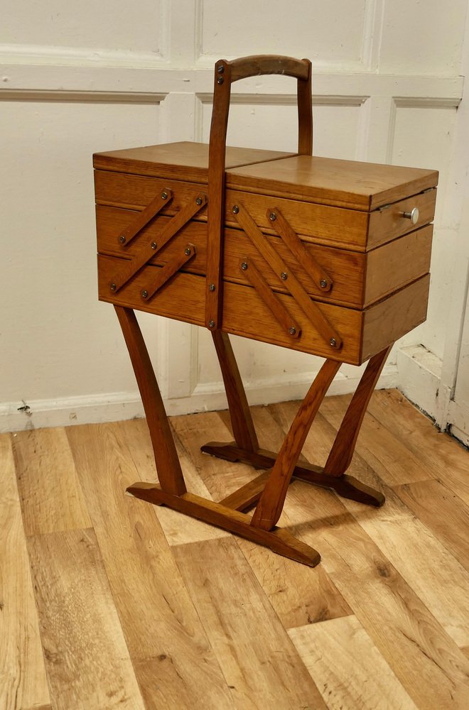 Art Deco French Metamorphic Concertina Sewing Box, 1920s for sale at Pamono