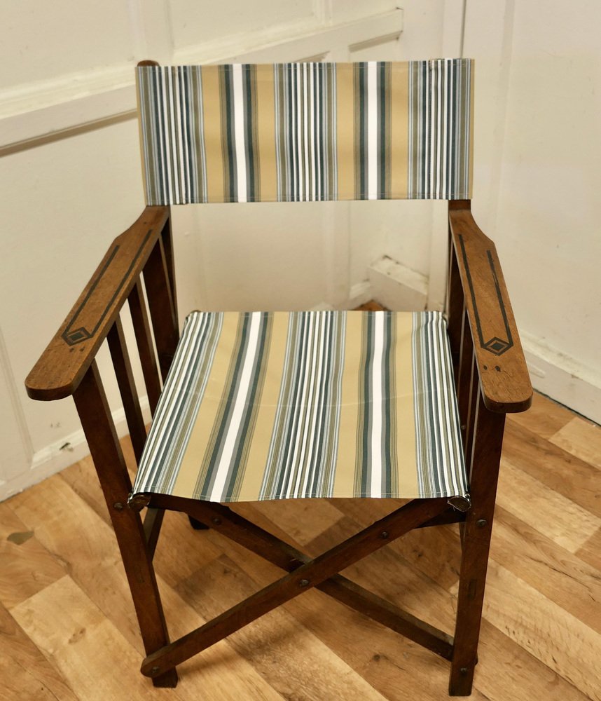 Edwardian Canvas Directors Chairs, 1950s, Set of 3 for sale at Pamono