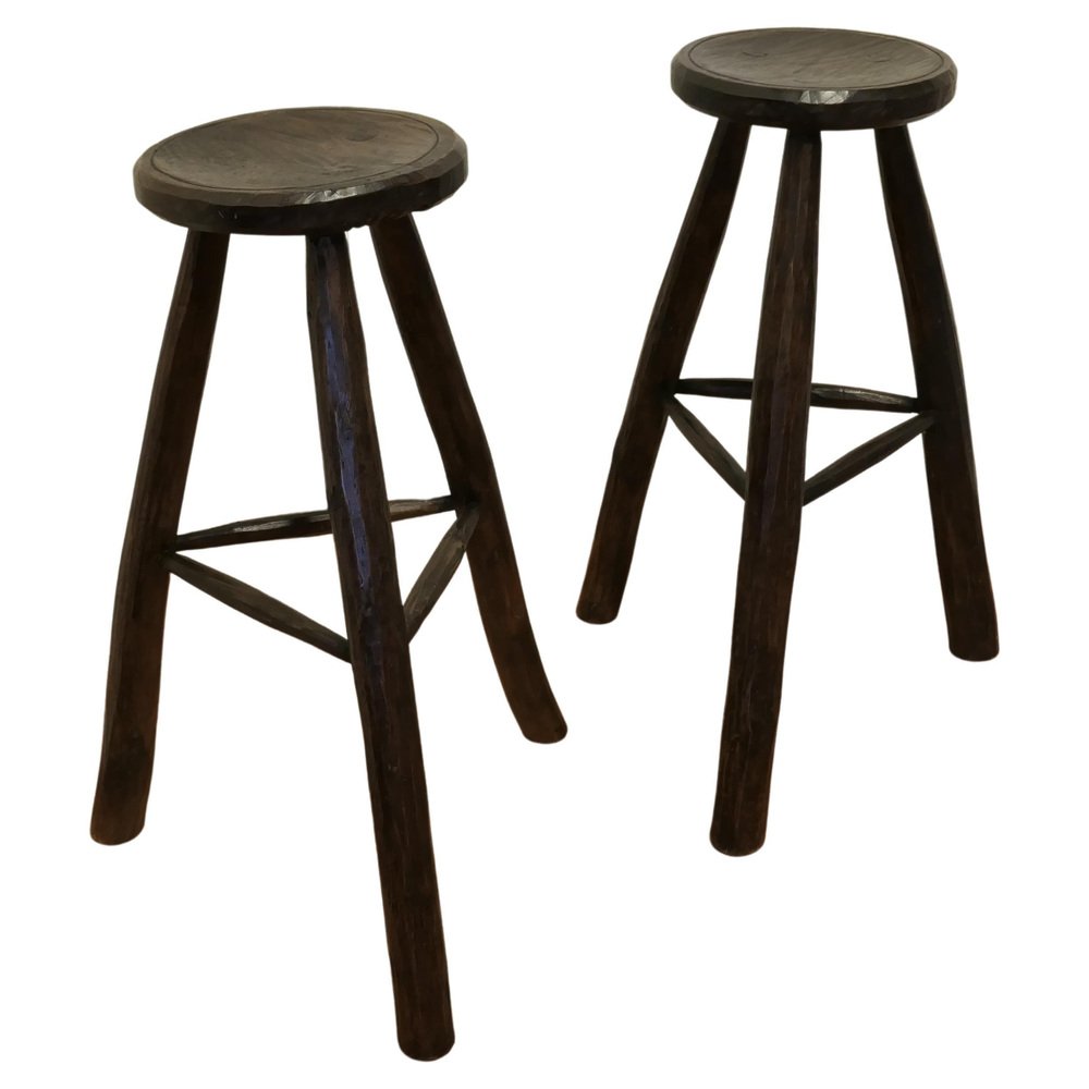 Vintage French High Stools, 1950, Set of 2 for sale at Pamono