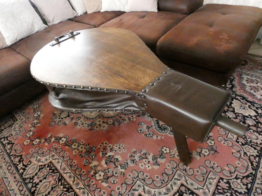 Large 19th Century French Blacksmith Bellows Coffee Table for