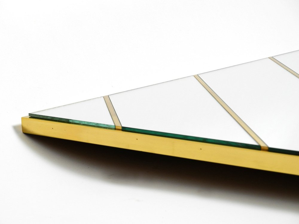 Large Brass Wall Mirror with Diagonal Mirror Strips, 1970s for sale at