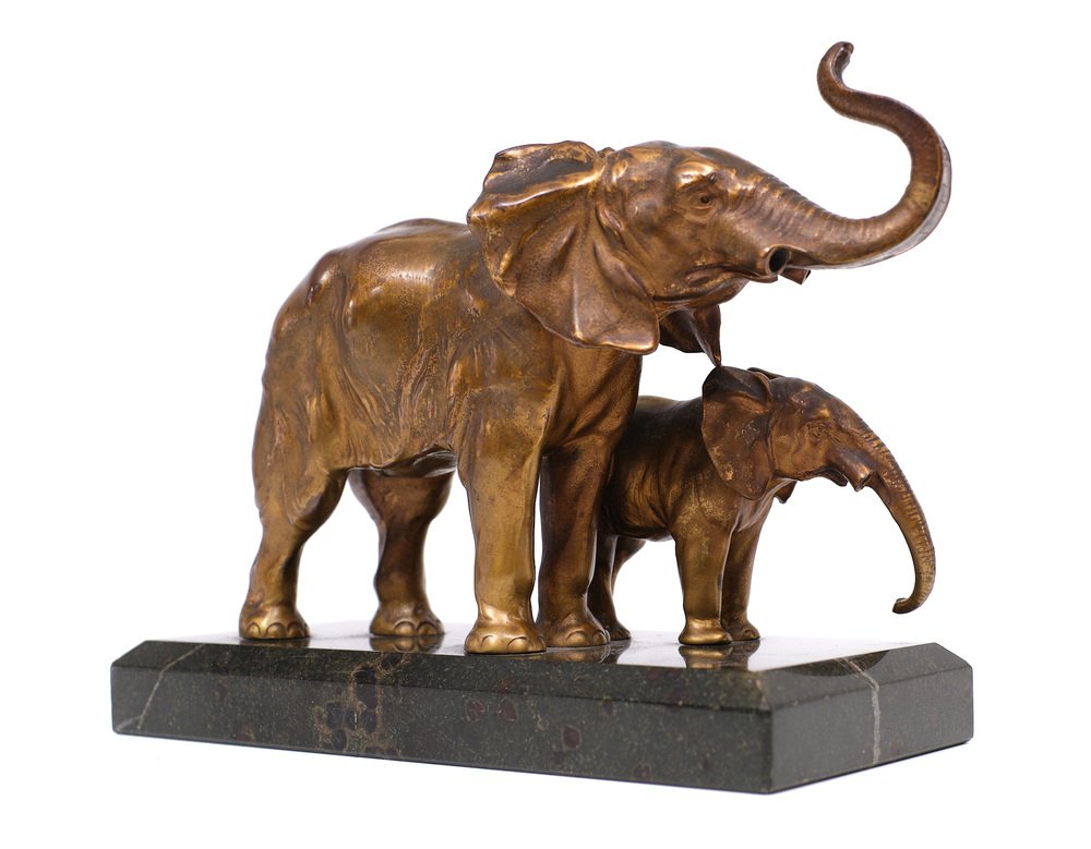 Art Deco Two Elephants on Black Marble Base, France, 1925 for sale at ...