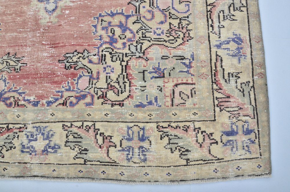 Large Turkish Handmade Faded Rug for sale at Pamono