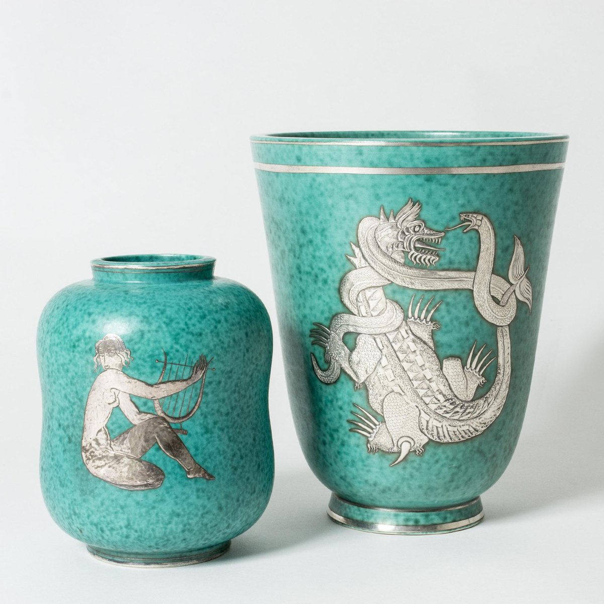 Vase Art Déco Argenta Vase de Wilhelm Kåge pour Gustavsberg, Suède - En vent